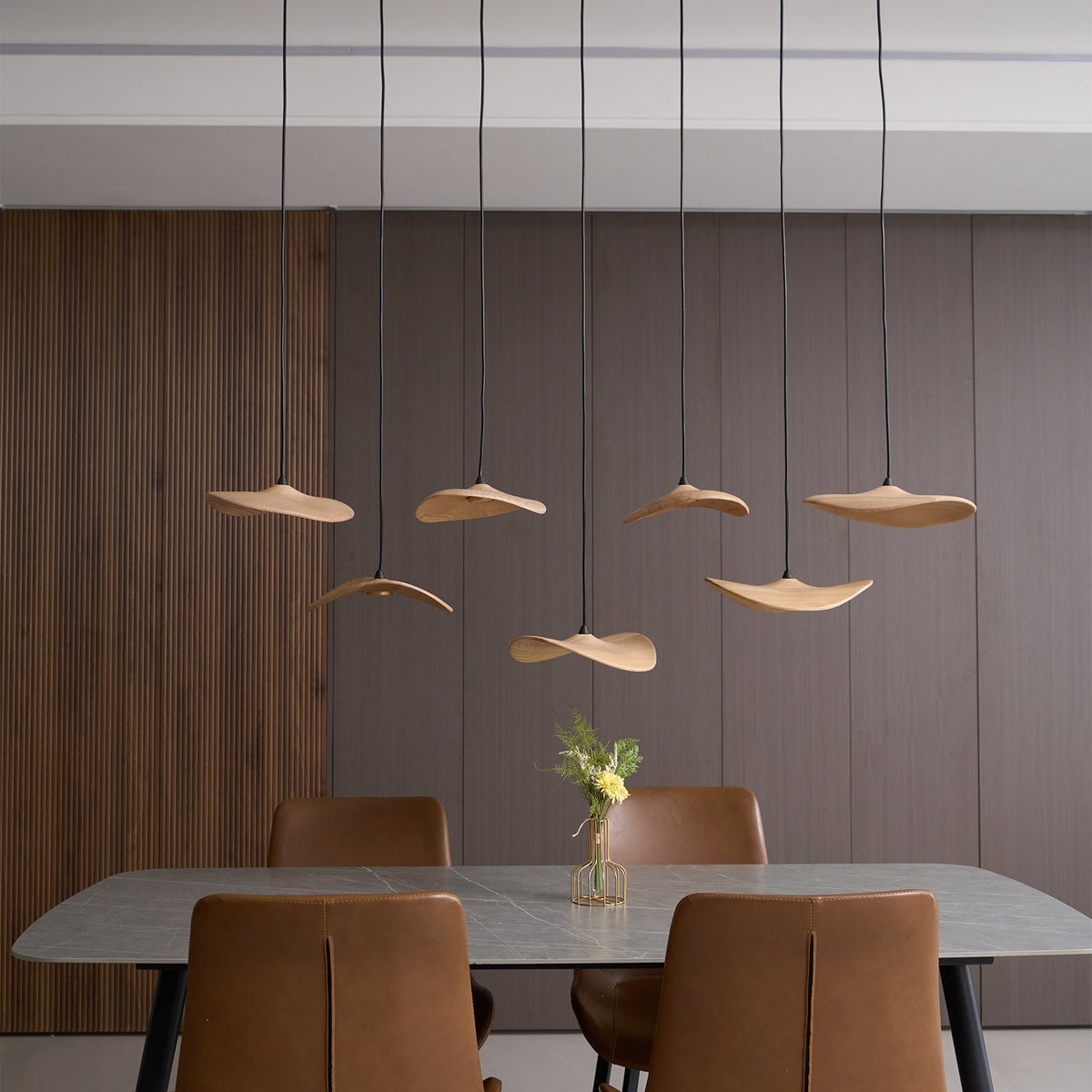 Empty Leaf Curated Solid Hardwood Chandelier – macro detail view #1