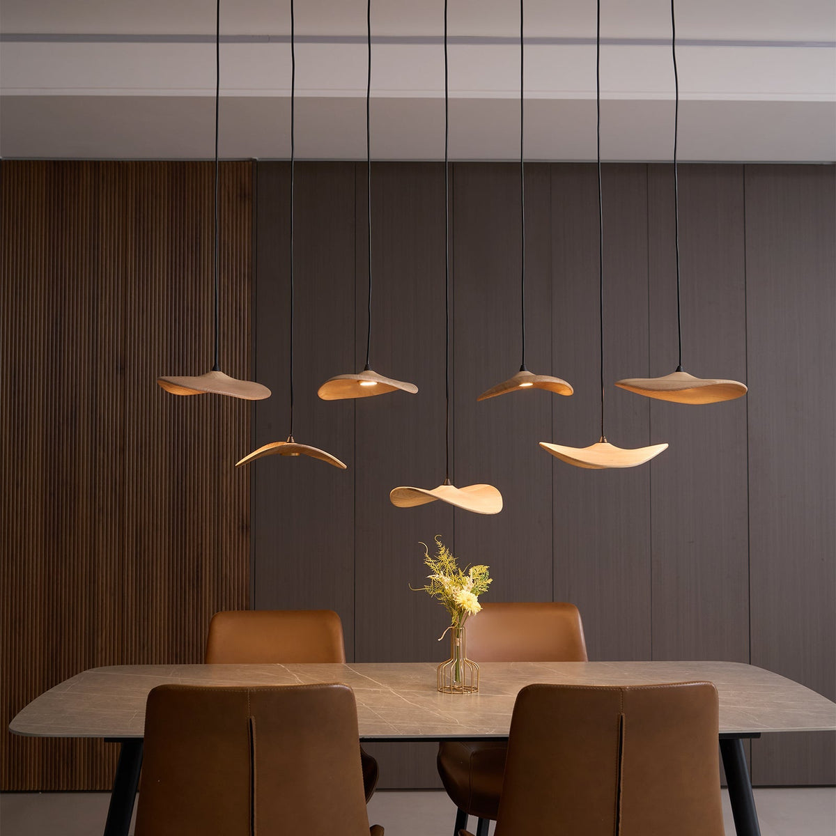 Empty Leaf Curated Solid Hardwood Chandelier – architectural ceiling profile