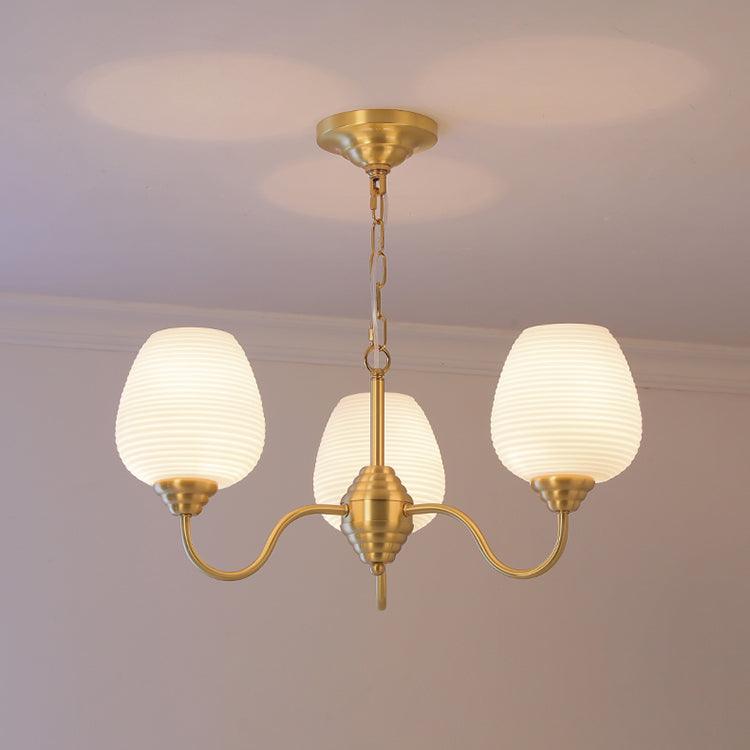 Endon Alton Curated Mouth-Blown Frosted Glass Ch – illuminated warm ambiance setting #1