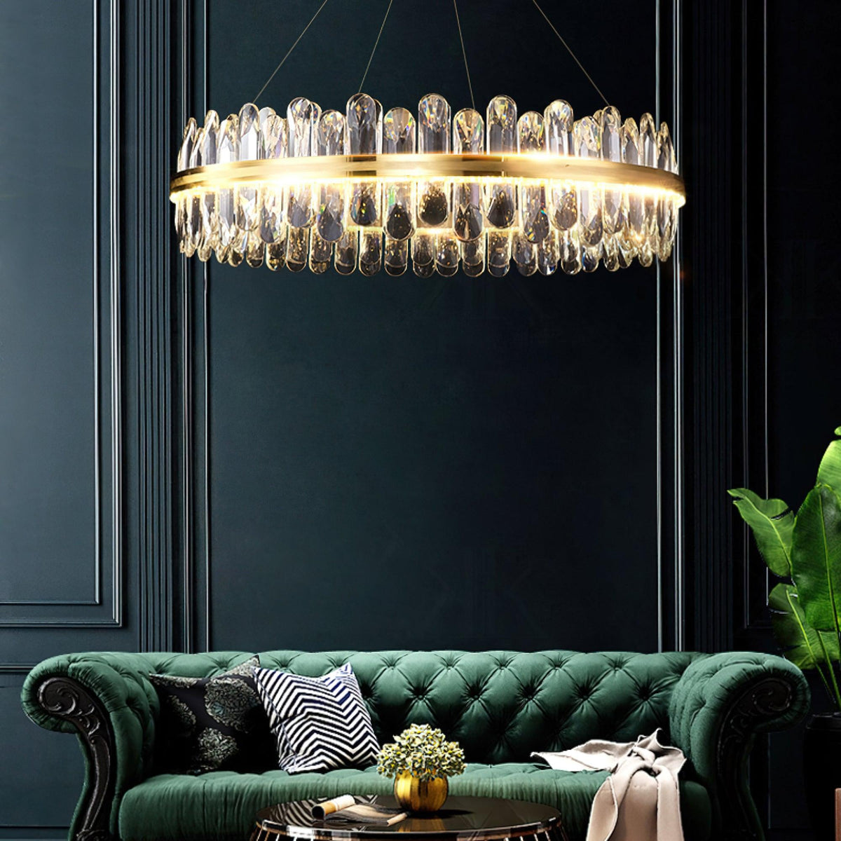 Enos Crystal Curated K9 Bohemian Crystal Chandel – architectural ceiling profile