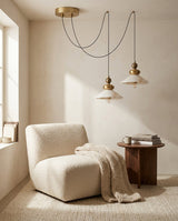 Equinox Alabaster Curated Alabaster Pendant Ligh warm illuminated room view