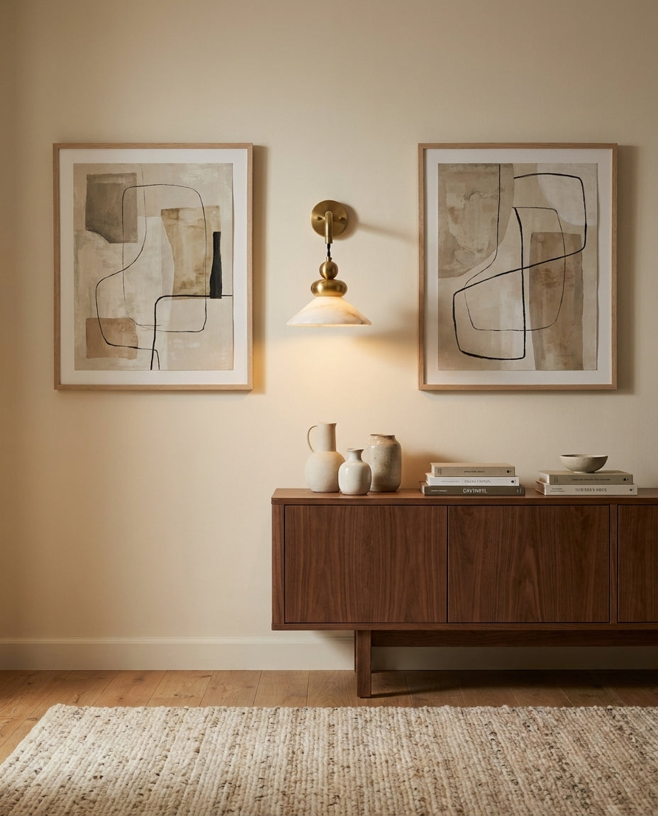 Equinox Alabaster Curated Alabaster Wall Sconce – unlit natural material contrast