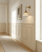 Equinox Alabaster Curated Alabaster Wall Sconce warm illuminated room view