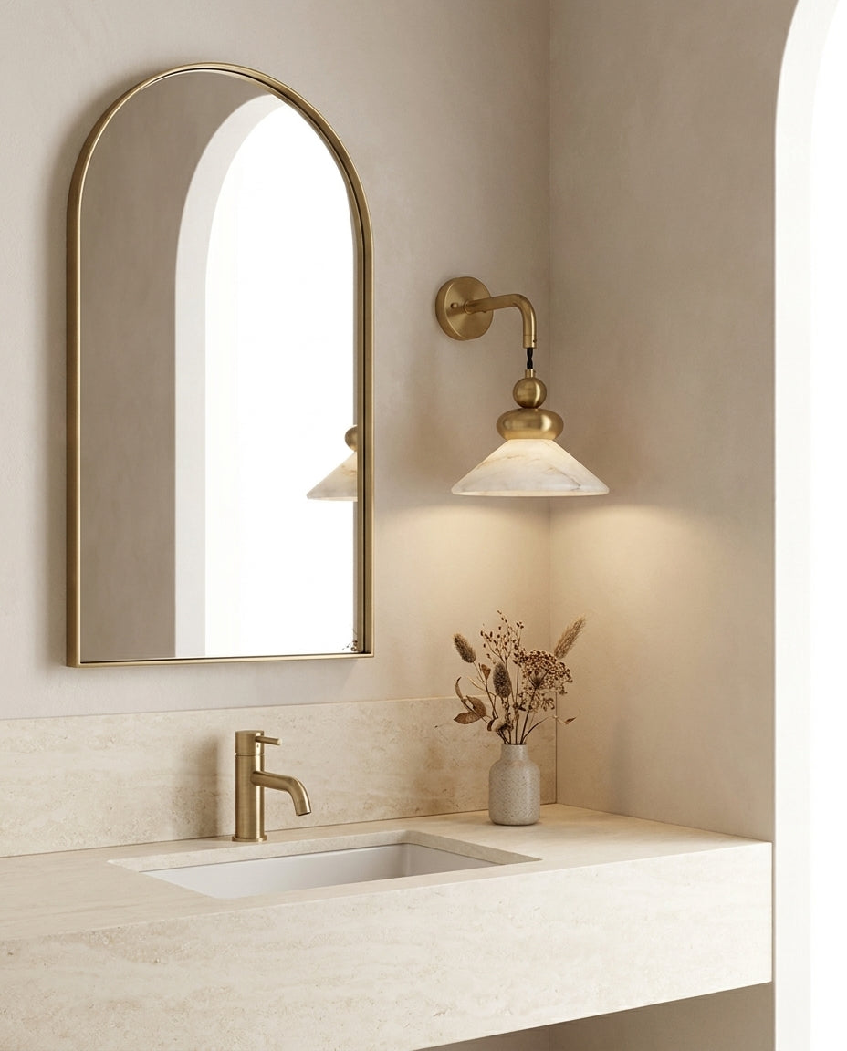 Equinox Alabaster Curated Alabaster Wall Sconce – dimensional scale reference