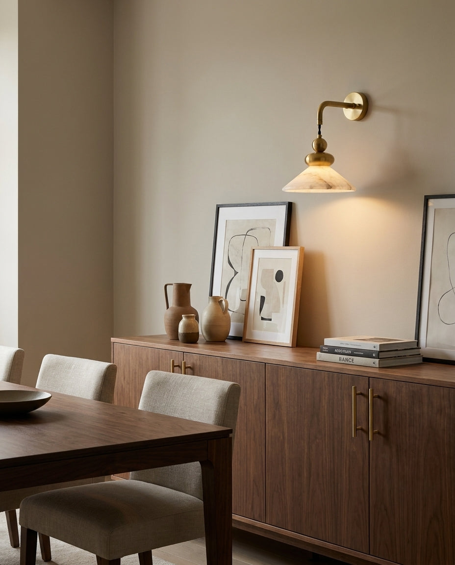 Equinox Alabaster Curated Alabaster Wall Sconce – handcrafted surface texture