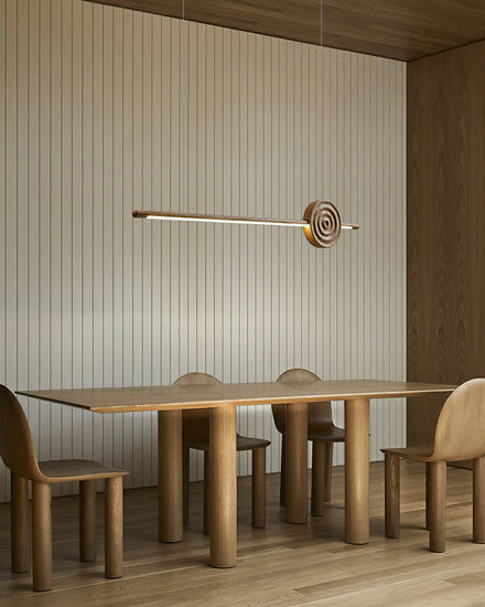 Erhu Wood Curated Optical Acrylic Chandelier
