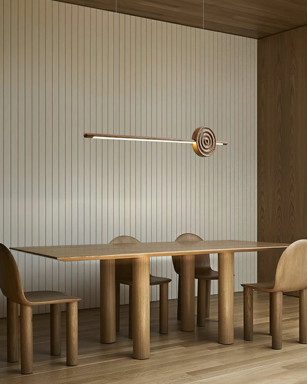 Erhu Wood Curated Optical Acrylic Chandelier