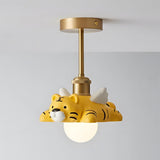 Dreamy Paws Curated Iron & Glass Flush Mount Cei – Model A W 7.4 x H 9  Yellow finish configuration