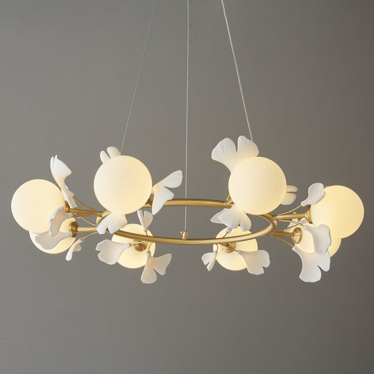 Evander Gingko Curated Mouth-Blown Frosted Glass – architectural ceiling profile