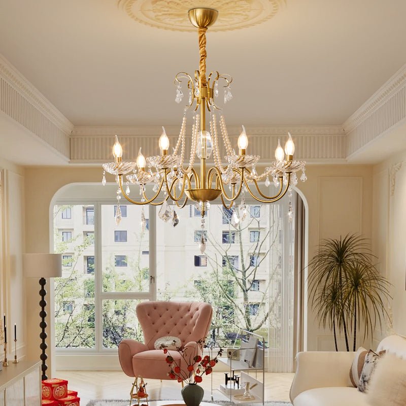 Evaria Crystal Pearl Curated Mouth-Blown Frosted – full fixture elevation view