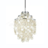 Round Shell Curated Iron & Glass Chandelier – dimensional scale reference #1