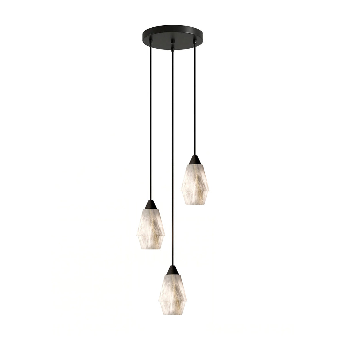Faceted Alabaster Cluster Curated Alabaster Chan – illuminated warm ambiance setting #1