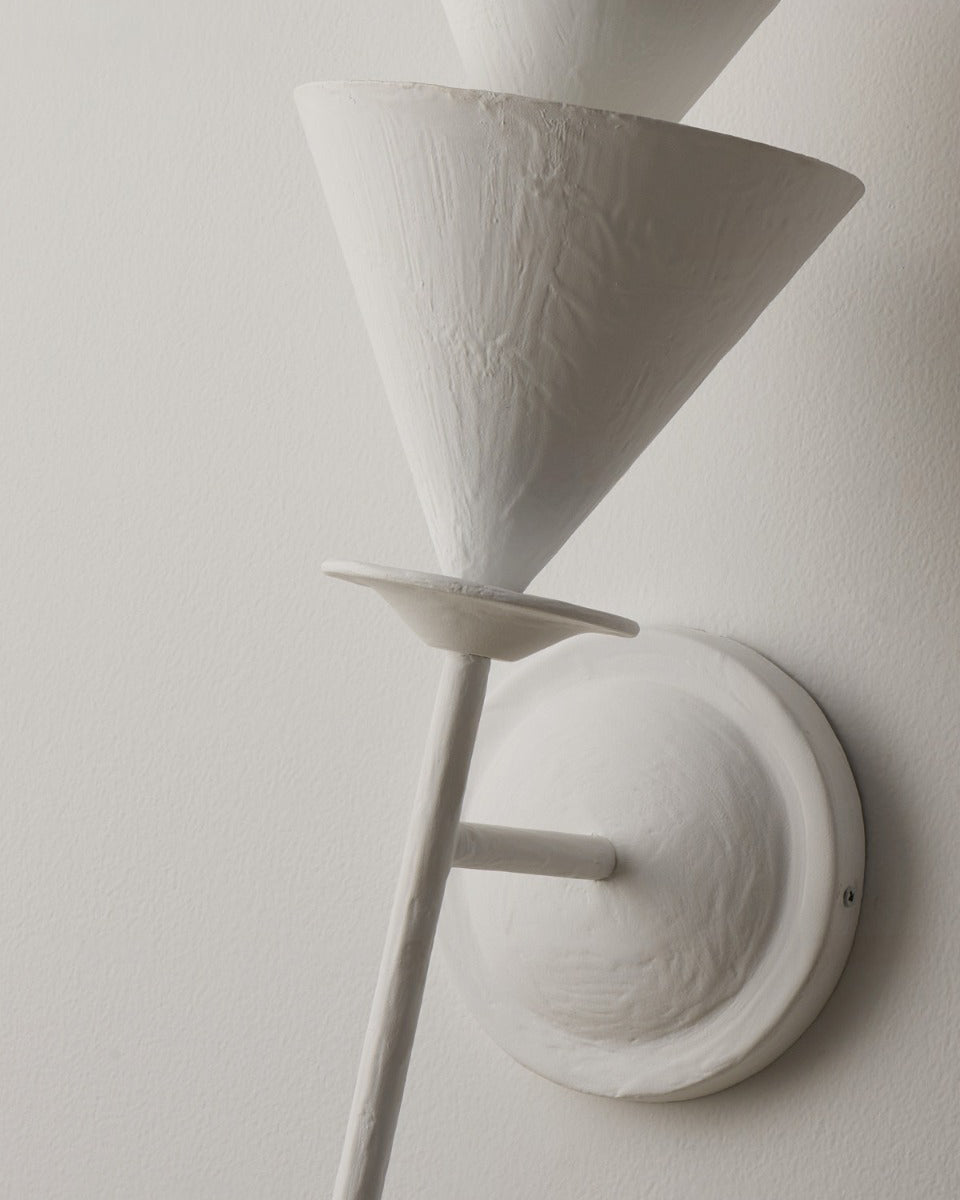 Fanoria Curated Iron & Glass Wall Sconce – structural canopy joint detail