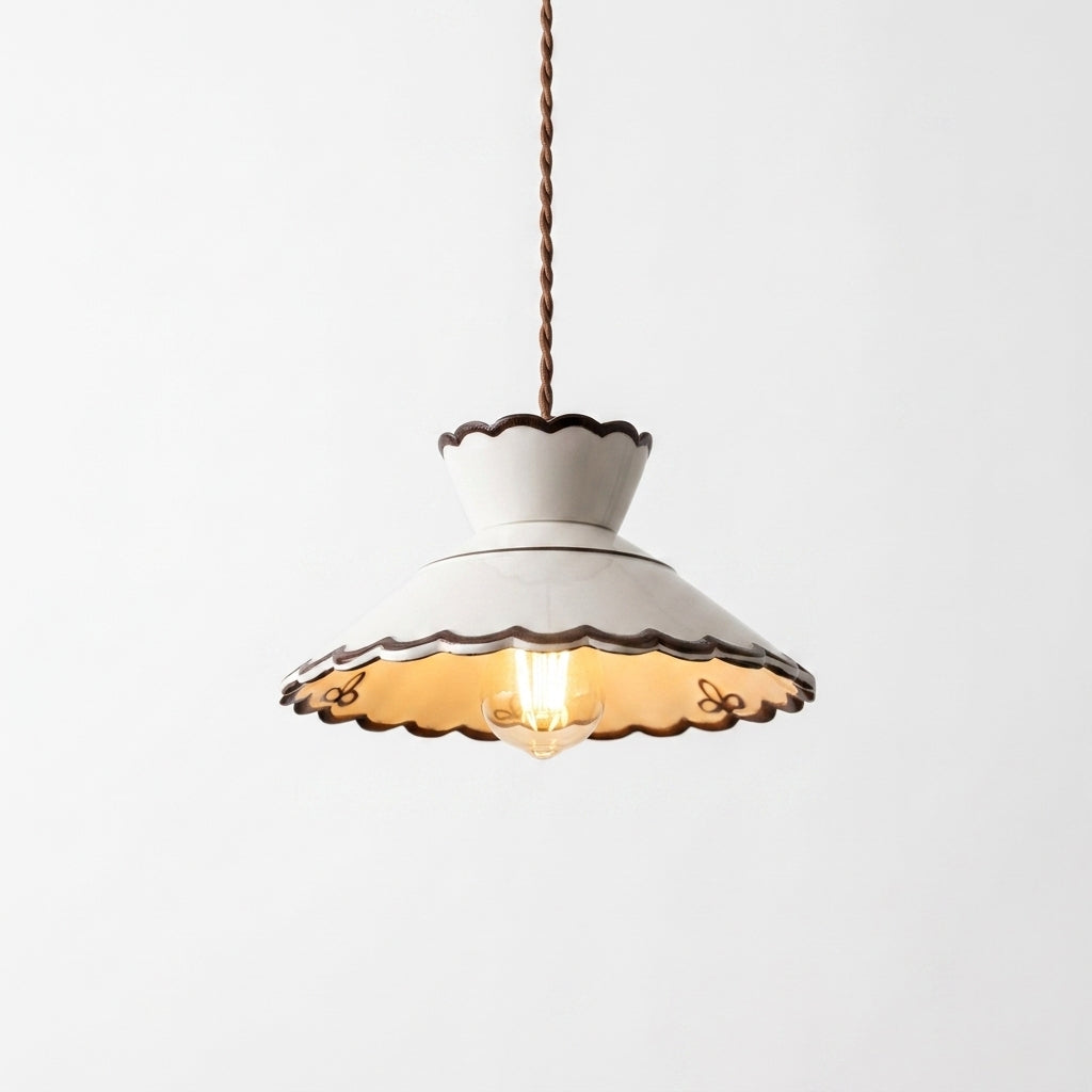 Festonia Curated Hand-Thrown Ceramic Pendant Lig installed in residential dining space
