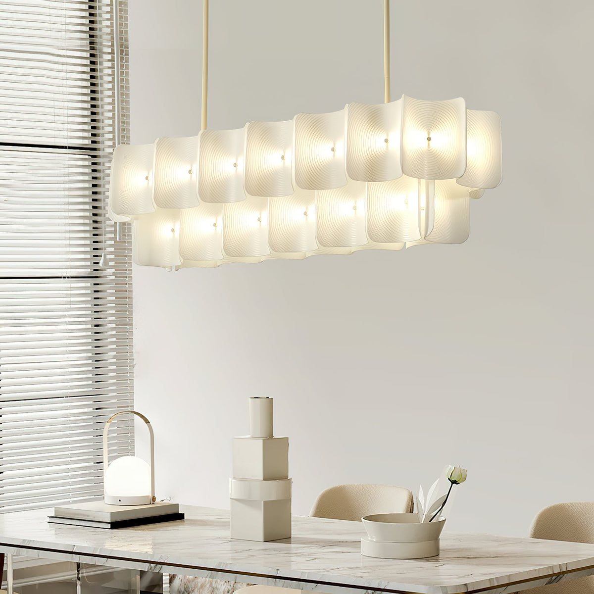 Fingerprint Curated Optical Acrylic Chandelier – architectural ceiling profile