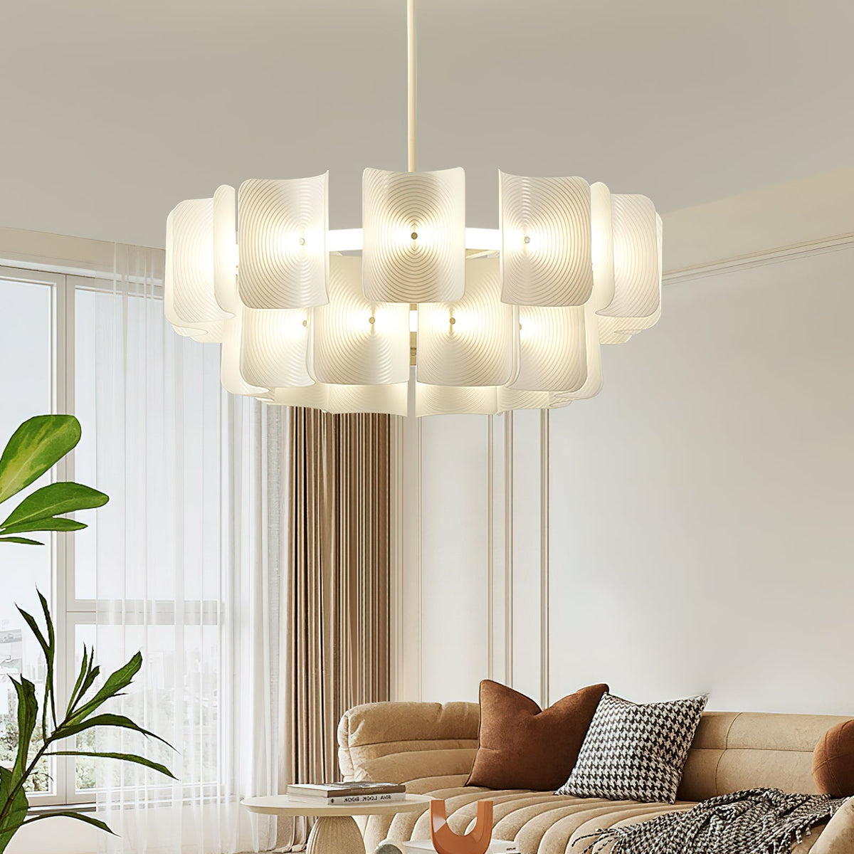 Optical Acrylic craftsmanship detail on Fingerprint Curated Optical Acrylic Chandelier