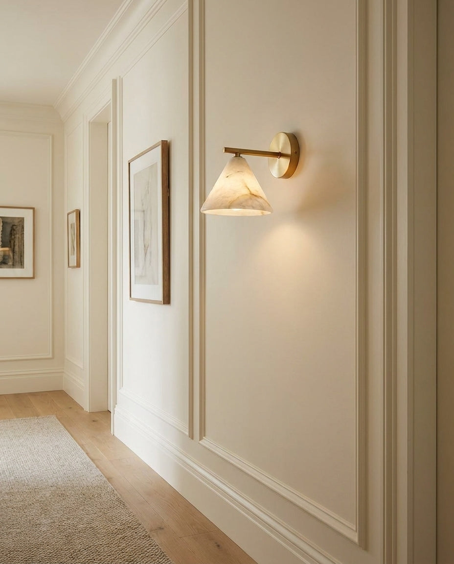 Finley Alabaster Curated Alabaster Wall Sconce – dimensional scale reference