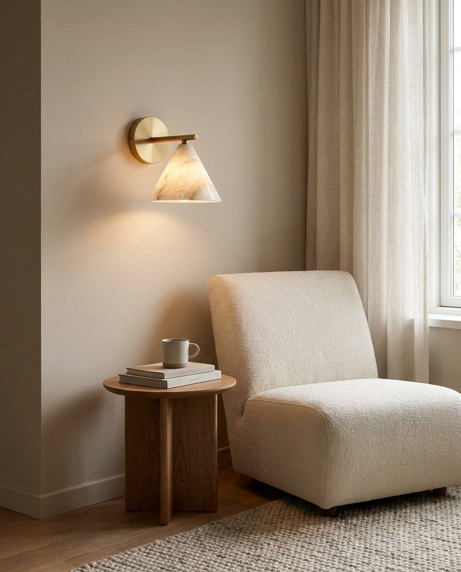 Finley Alabaster Curated Alabaster Wall Sconce – handcrafted surface texture