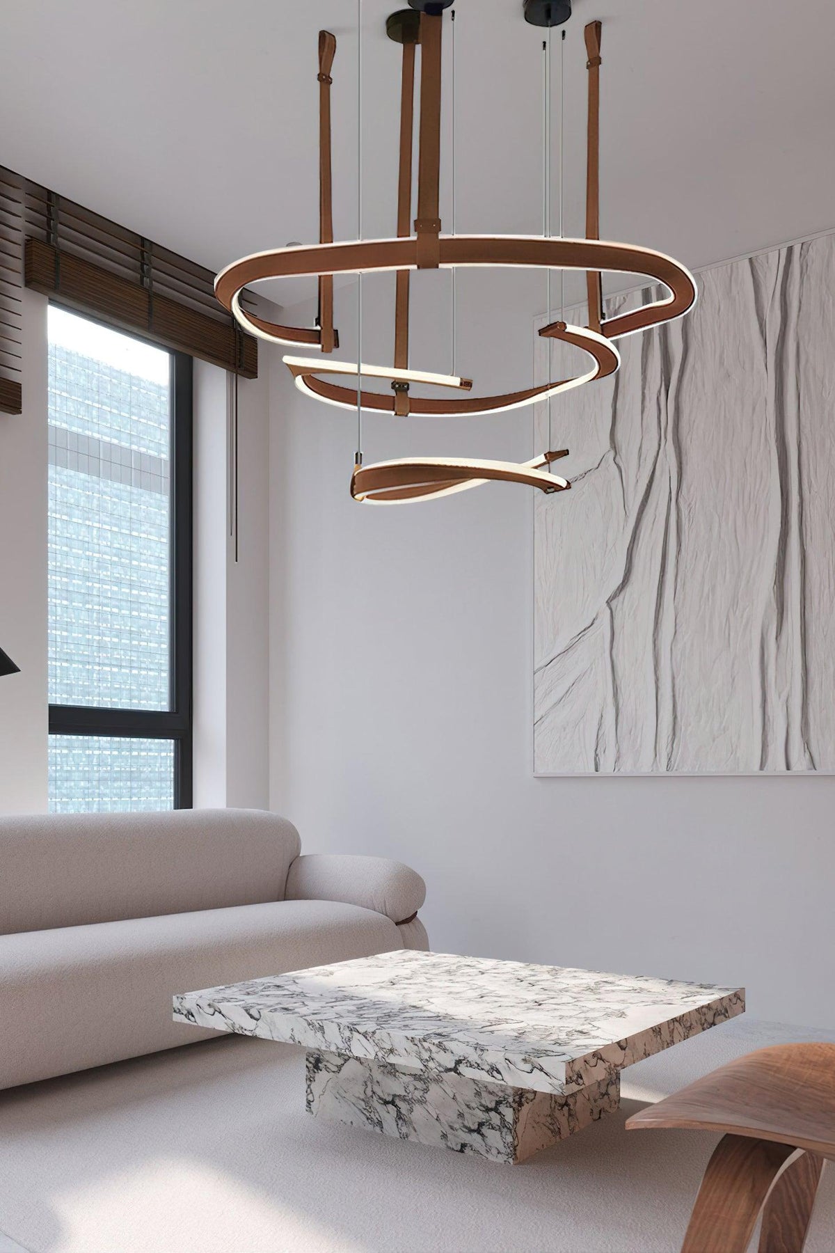 Finopi Curated Iron & Glass Chandelier – spatial dining room perspective