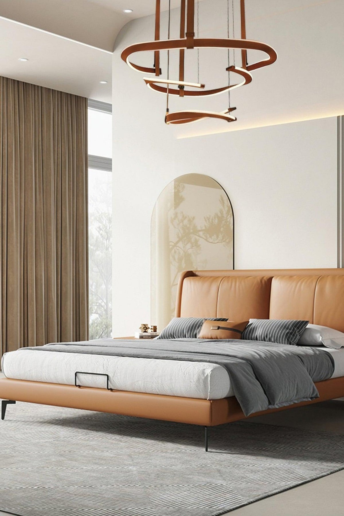 Finopi Curated Iron & Glass Chandelier – full fixture elevation view