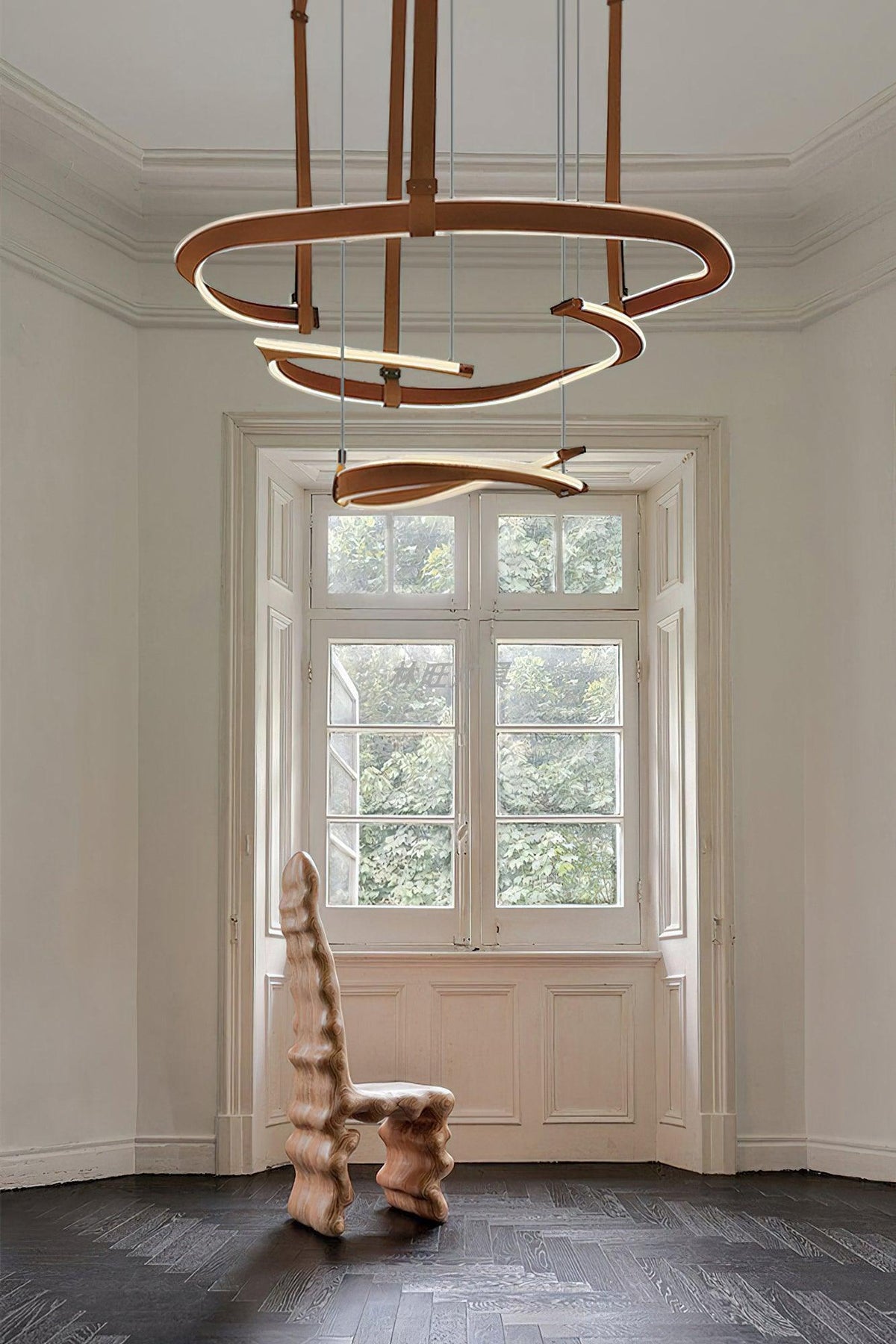 Finopi Curated Iron & Glass Chandelier – handcrafted surface texture