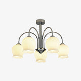 Floral Glass Curated Mouth-Blown Frosted Glass C – full fixture elevation view