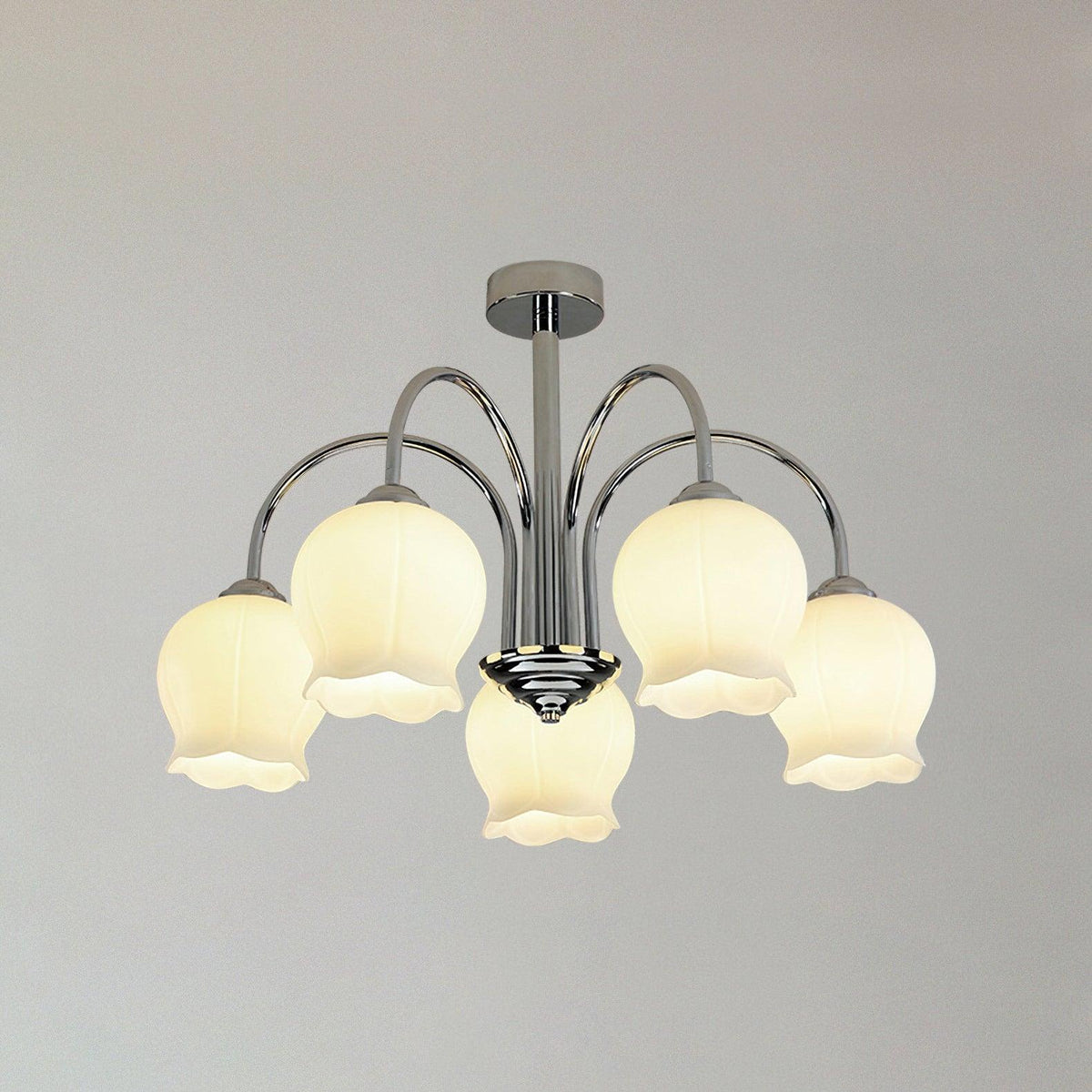 Floral Glass Curated Mouth-Blown Frosted Glass C – 5 Heads: ∅ 24.4 x H 16.9  Dia 62cm x H 4 finish configuration