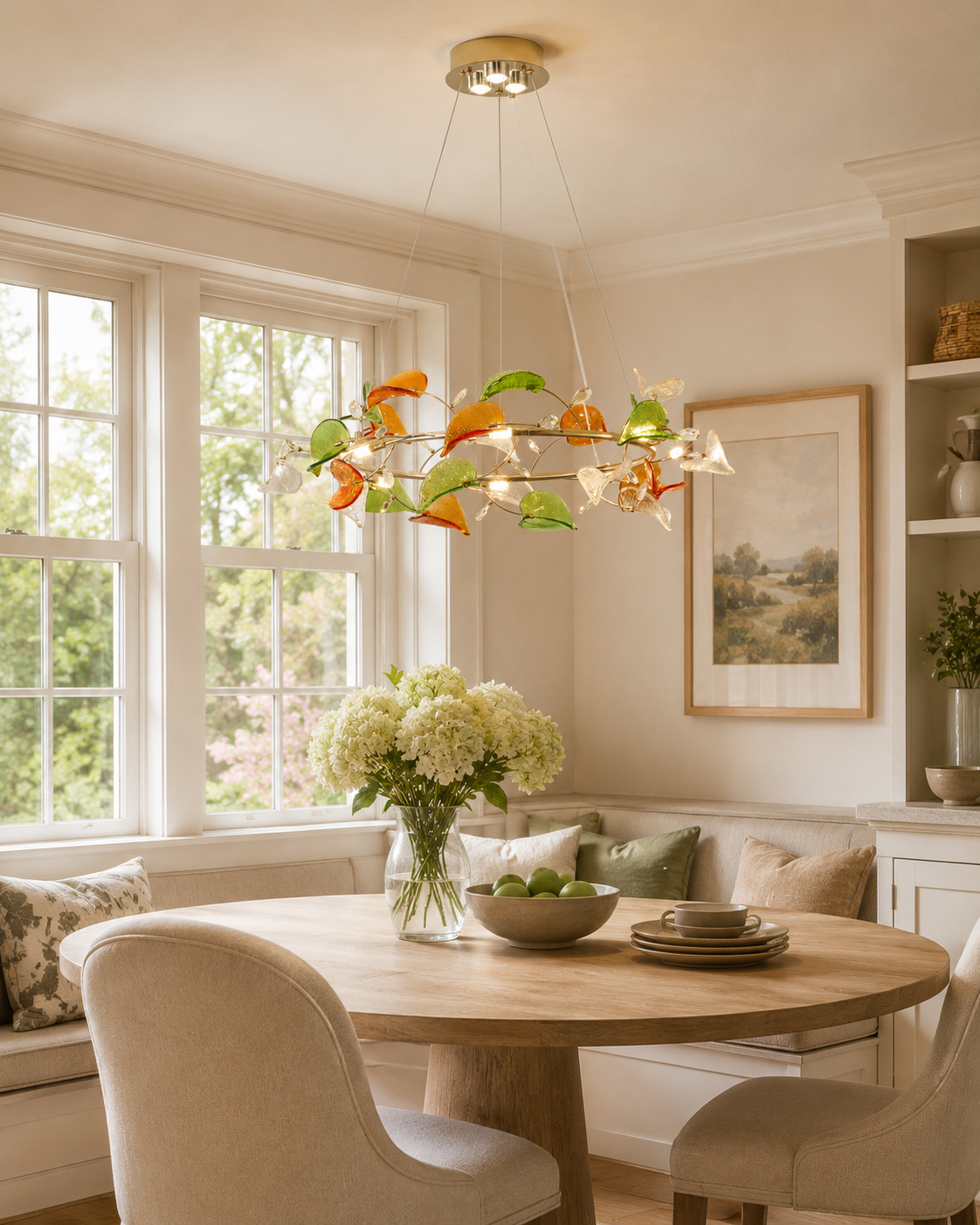 Floravyn Curated Mouth-Blown Frosted Glass Chand – full fixture elevation view