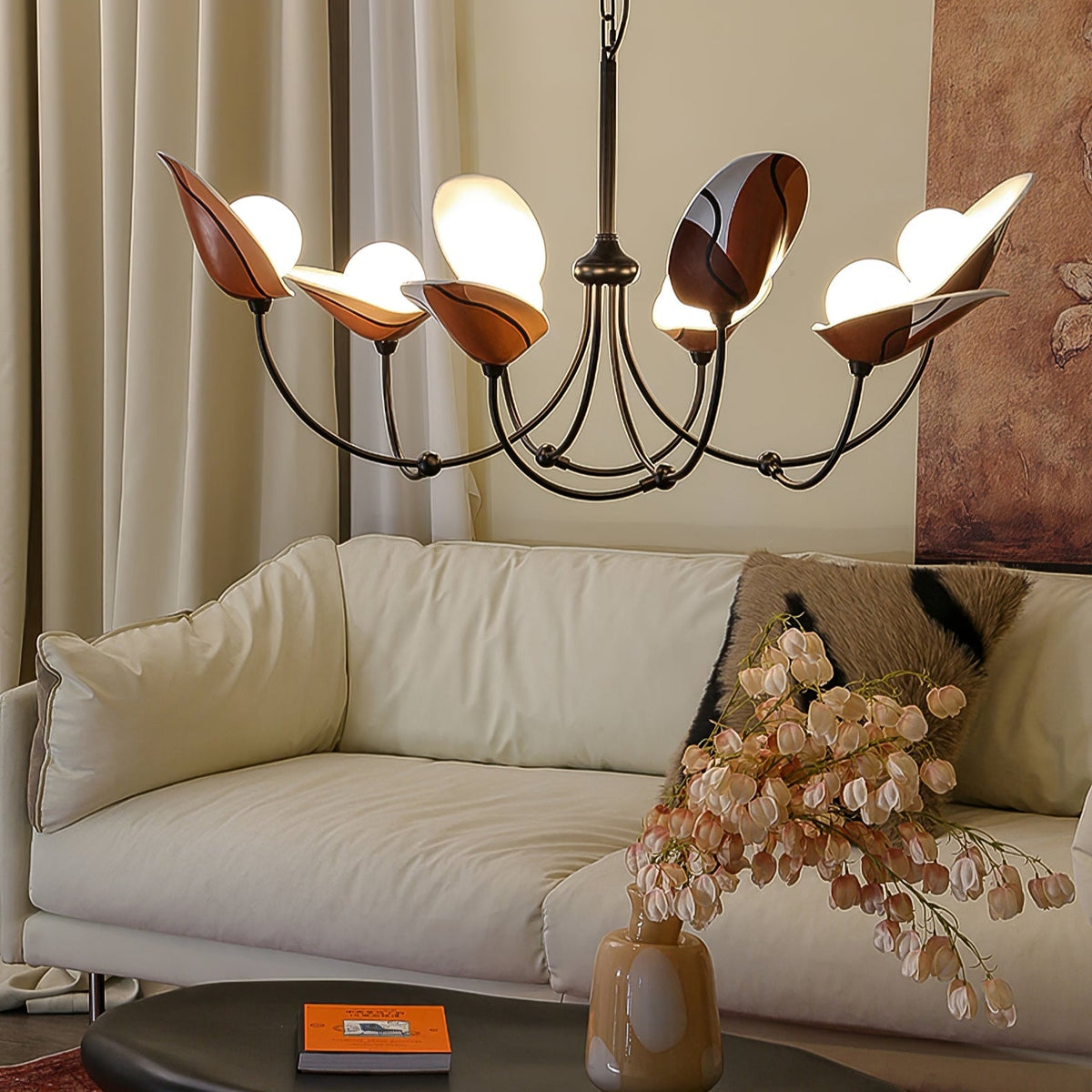 Florea Bloom Curated Mouth-Blown Frosted Glass C installed in residential dining space