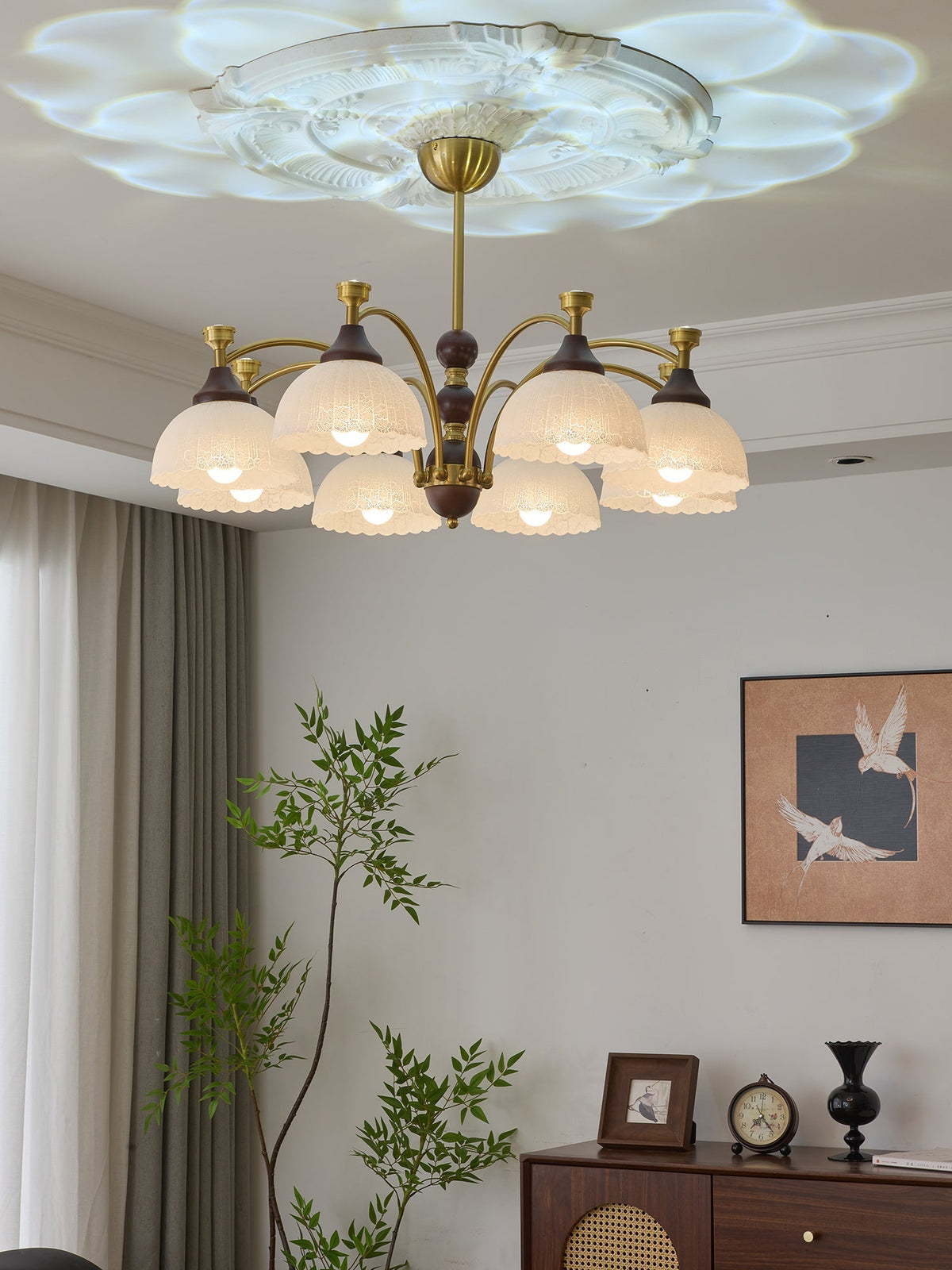 Florentia Curated Mouth-Blown Frosted Glass Chan – illuminated warm ambiance setting
