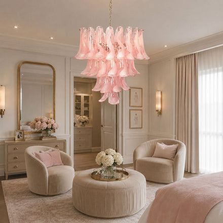 Florentine Lily Glass Curated Alabaster Chandeli