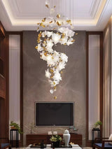 Flying Flowers Fluttering Curated Solid Brass Ch – full fixture elevation view