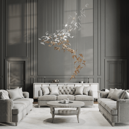 Flying Leaves Curated Mouth-Blown Frosted Glass