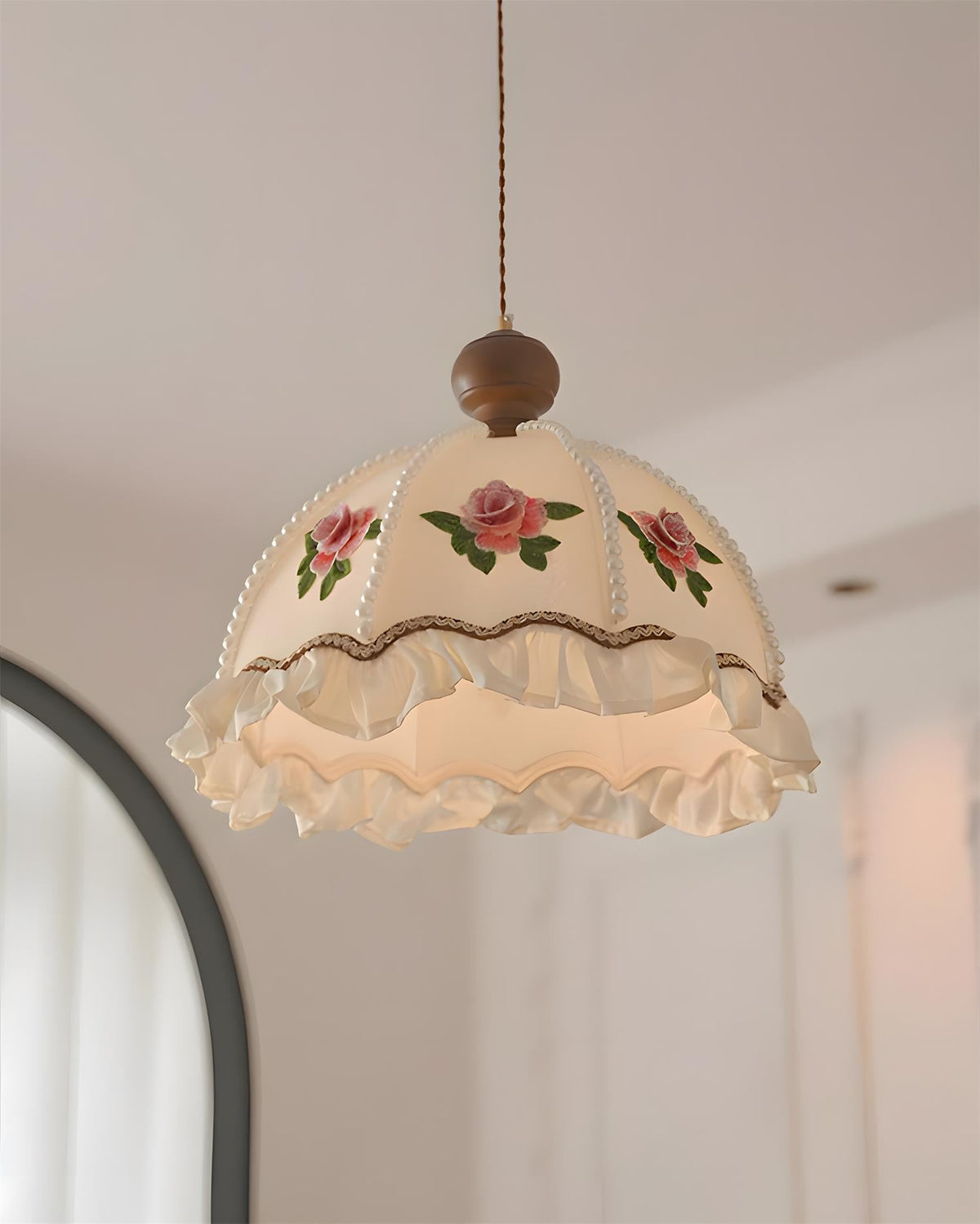Frillia Curated Solid Hardwood Pendant Light – full fixture elevation view