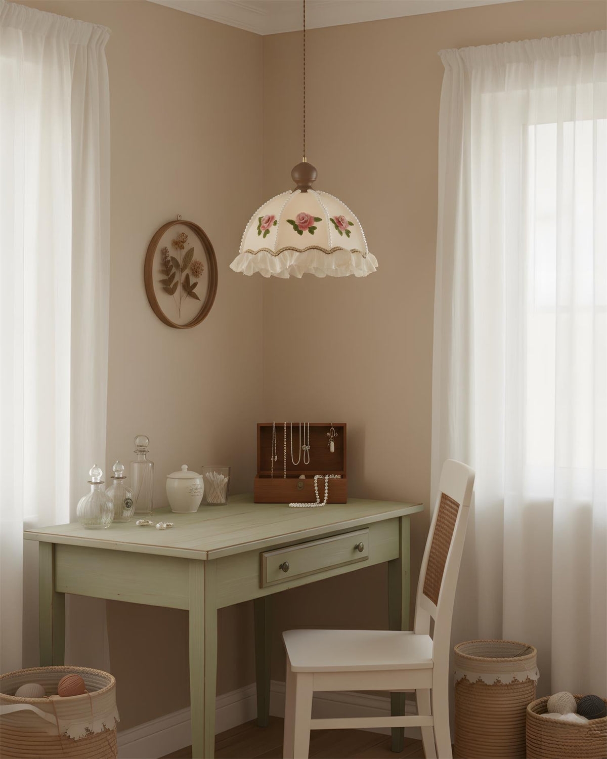 Frillia Curated Solid Hardwood Pendant Light – dimensional scale reference