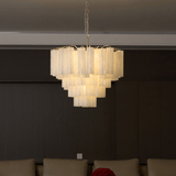 Frosted Glass Cascade Curated Mouth-Blown Froste – spatial dining room perspective