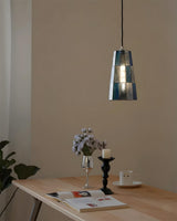 Fun Guy Curated Mouth-Blown Frosted Glass Pendan installed in residential dining space