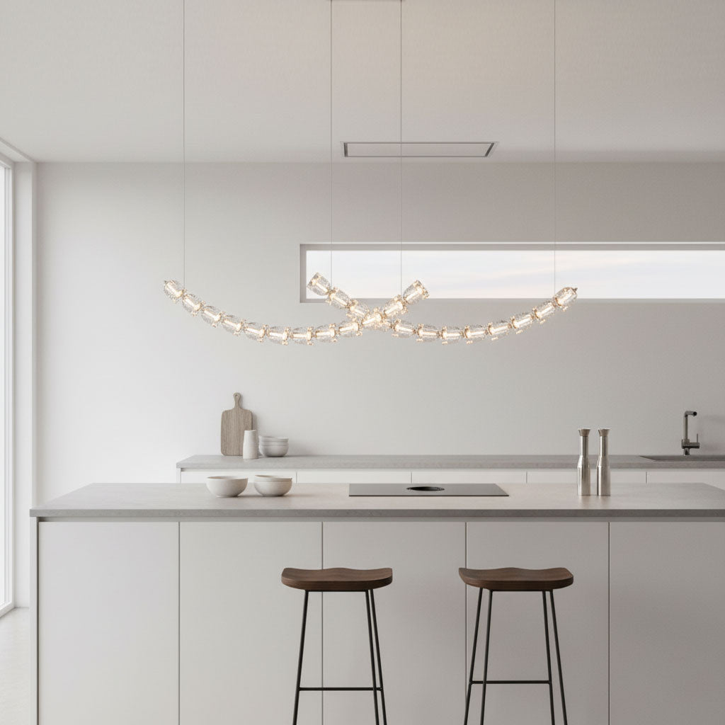 The Gabriel Curved LED Curated K9 Bohemian Cryst – illuminated warm ambiance setting