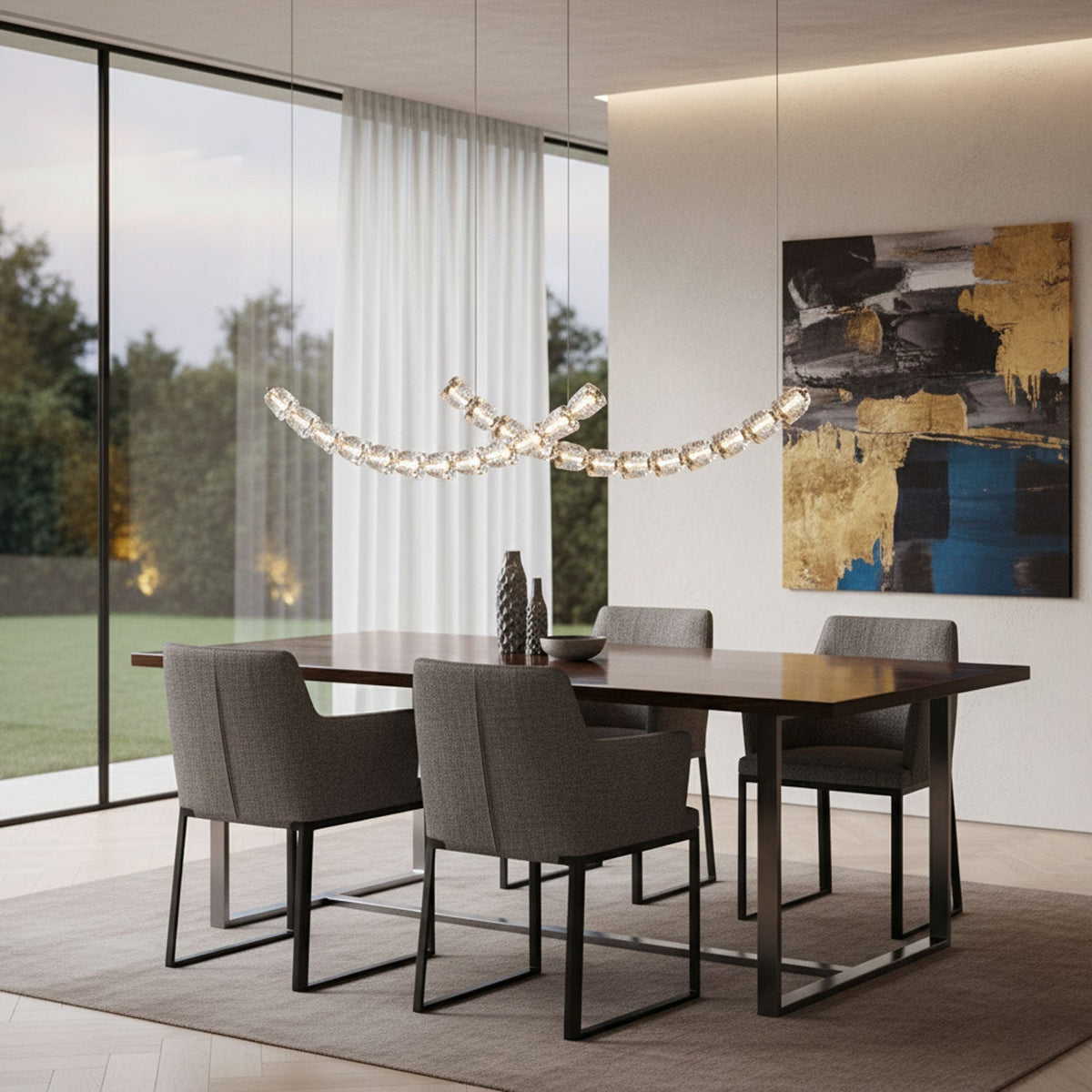 The Gabriel Curved LED Curated K9 Bohemian Cryst – dimensional scale reference