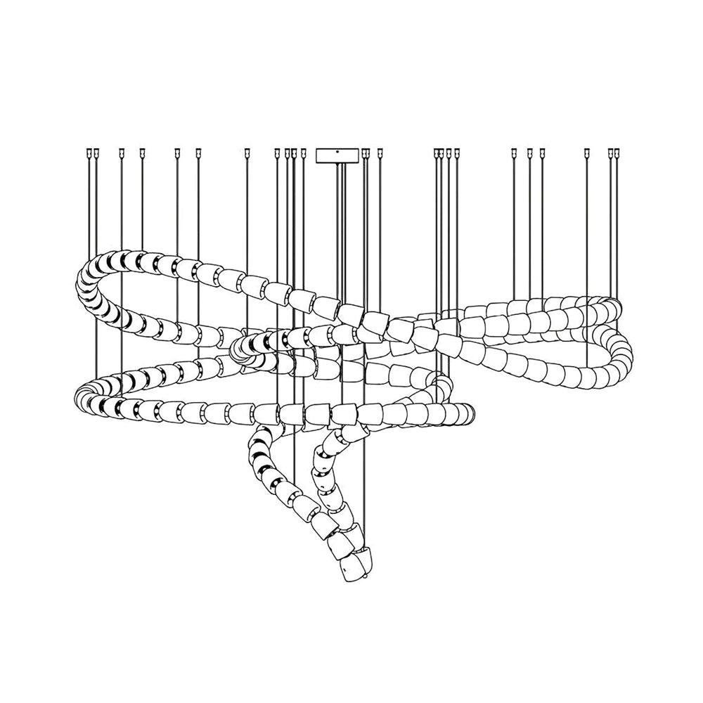 The Gabriel Spiral LED Curated K9 Bohemian Cryst – full fixture elevation view