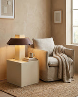 Geo Curated Finished Iron Table Lamp – side angled contour profile