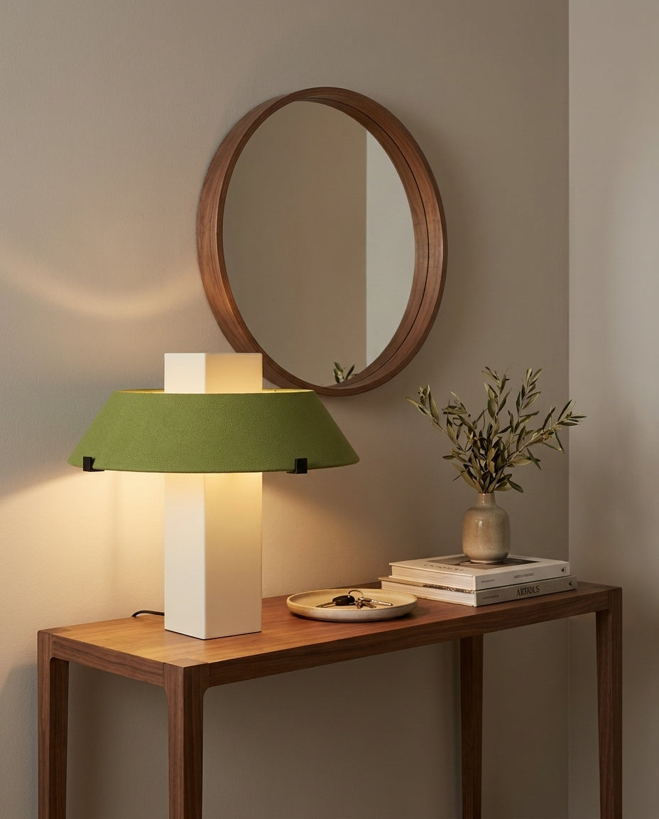 Geo Curated Finished Iron Table Lamp – full fixture elevation view