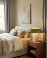 Geo Curated Finished Iron Table Lamp – illuminated warm ambiance setting