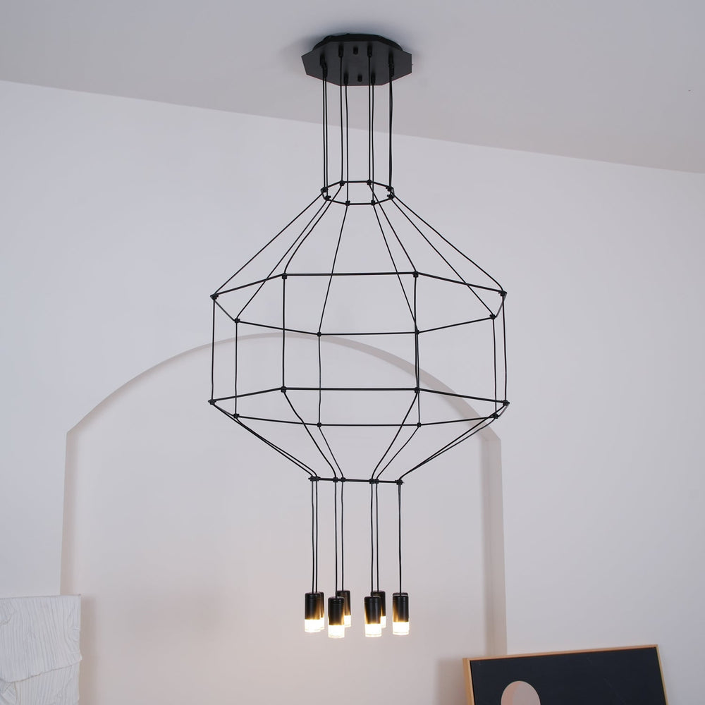 Geometric Lines Curated Iron & Glass Chandelier