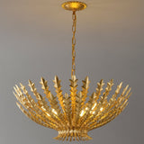 Gilded Acanthus Curated Iron & Glass Chandelier – full fixture elevation view