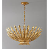 Gilded Acanthus Curated Iron & Glass Chandelier – handcrafted surface texture