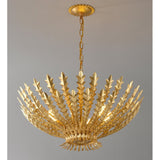 Gilded Acanthus Curated Iron & Glass Chandelier – structural canopy joint detail