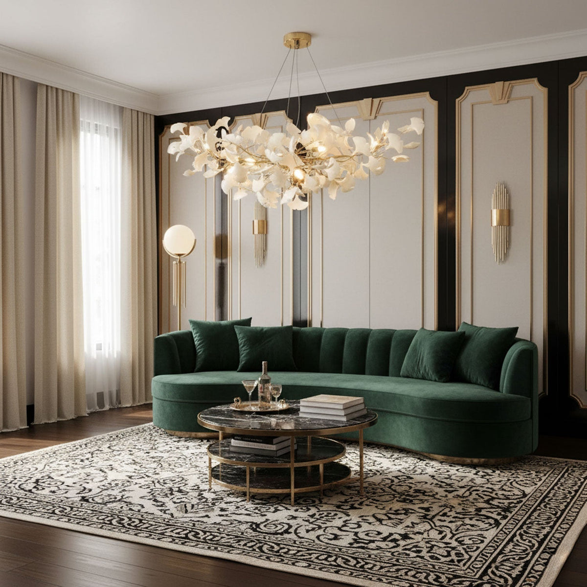 Horizon Bloom Gingko Curated Hand-Thrown Ceramic – full fixture elevation view