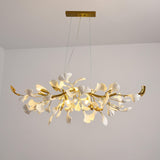 Gingko Curated Hand-Thrown Ceramic Chandelier – illuminated warm ambiance setting