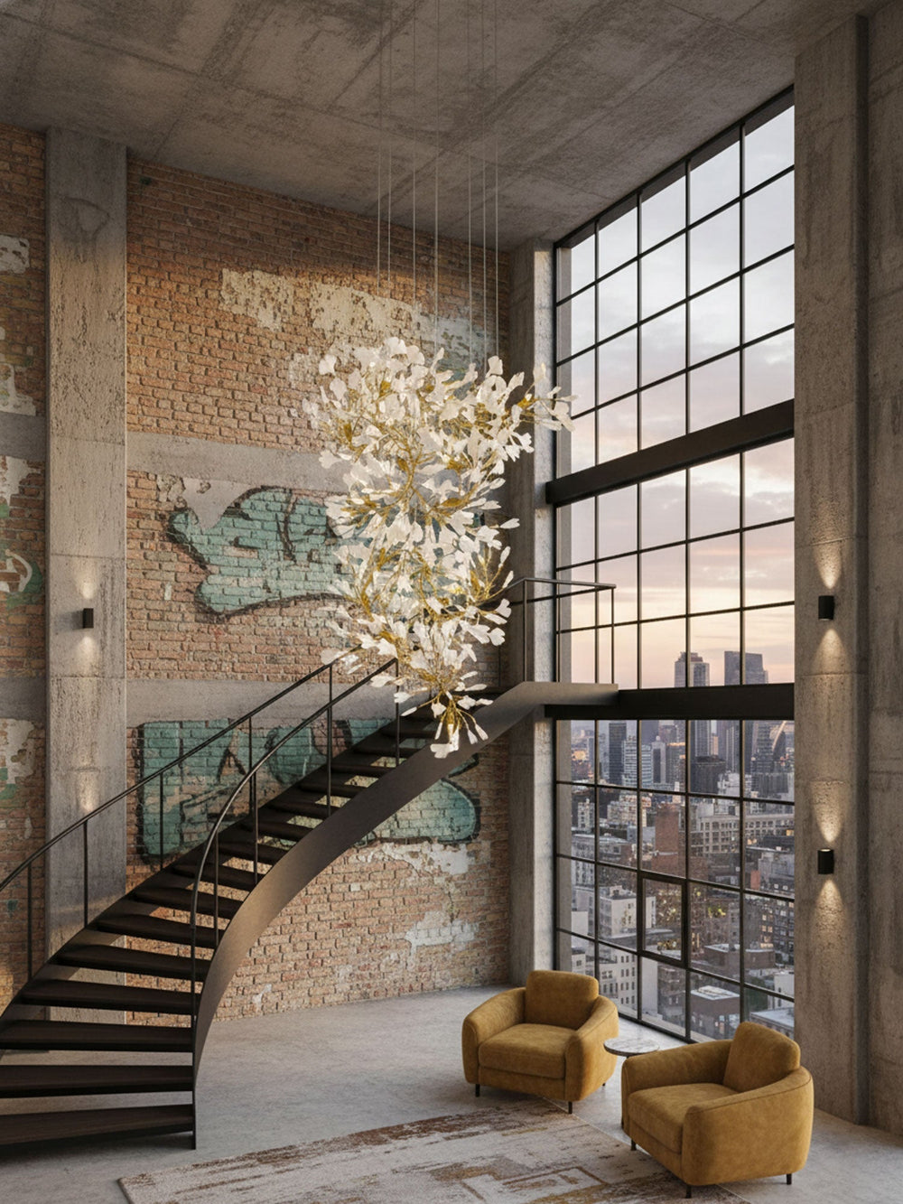 Gingko Curated Solid Brass Chandelier